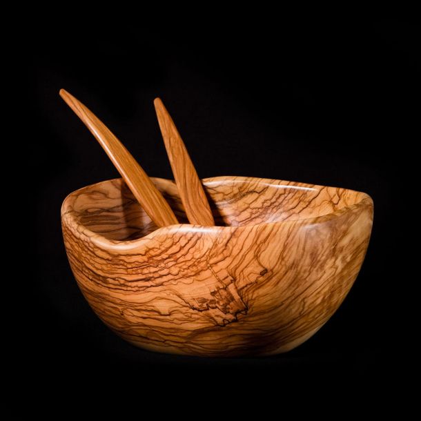 Saladier irrégulier - Le travail Artisanal du Bois d'Olivier 