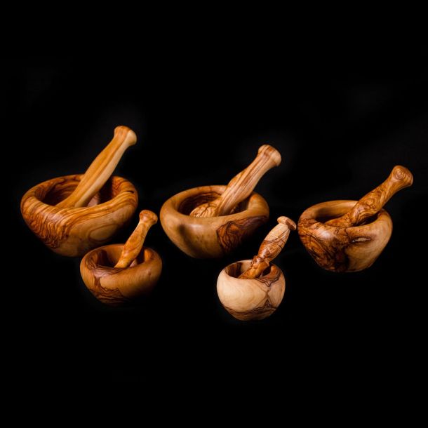 Mortiers avec pilon - Le travail Artisanal du Bois d'Olivier
